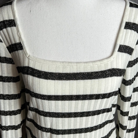 TEN SIXTY SHERMAN LARGE BLACK SPARKLY & WHITE SWEATER NWT - Picture 4 of 7